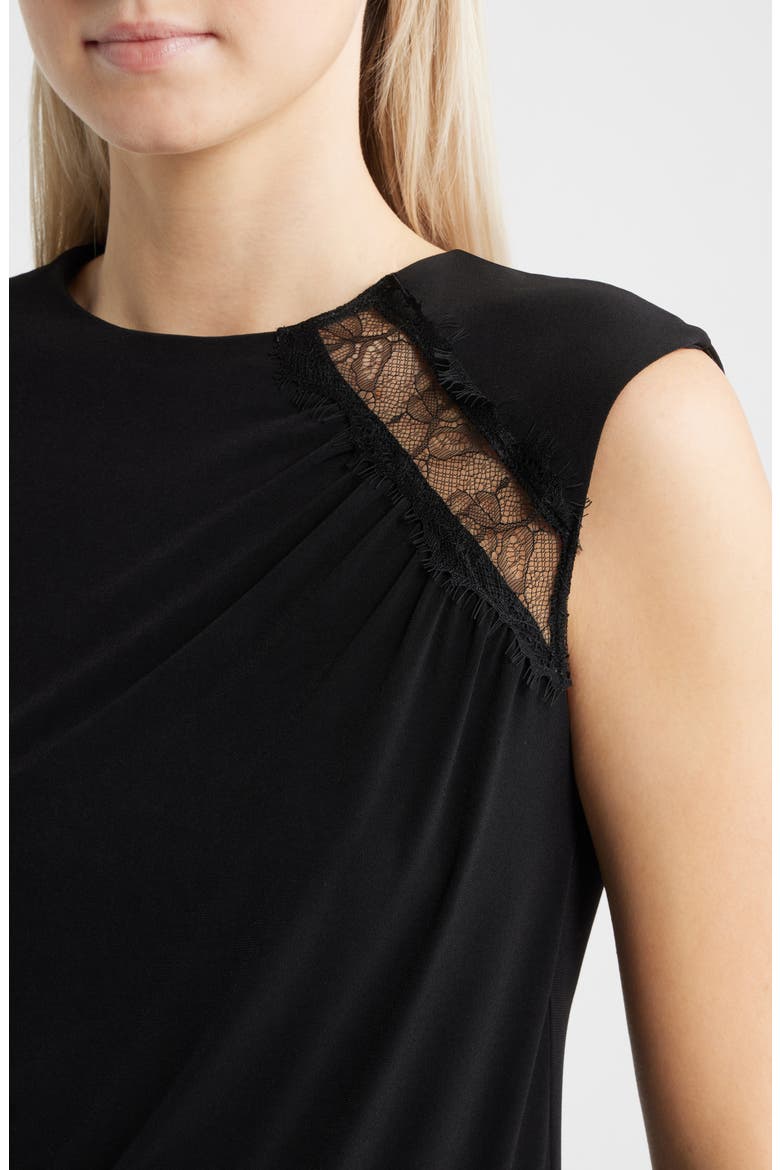 Cindy Lace Panel Ruched Top, Alternate, color, BLACK