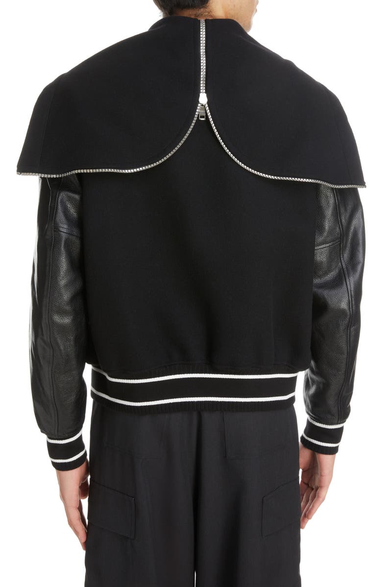 Givenchy Mixed Media Logo Wool Blend Varsity Jacket, Alternate, color,