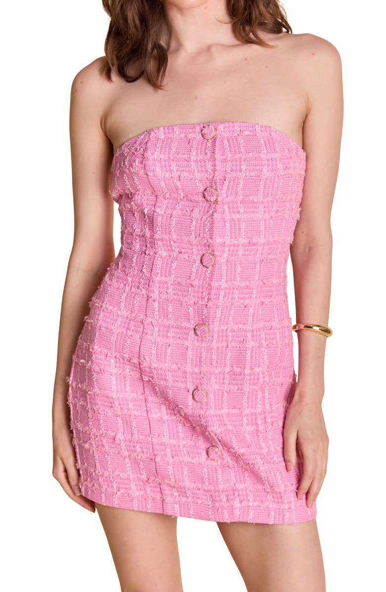 Endless Rose Strapless Tweed Minidress, Alternate, color, Pink