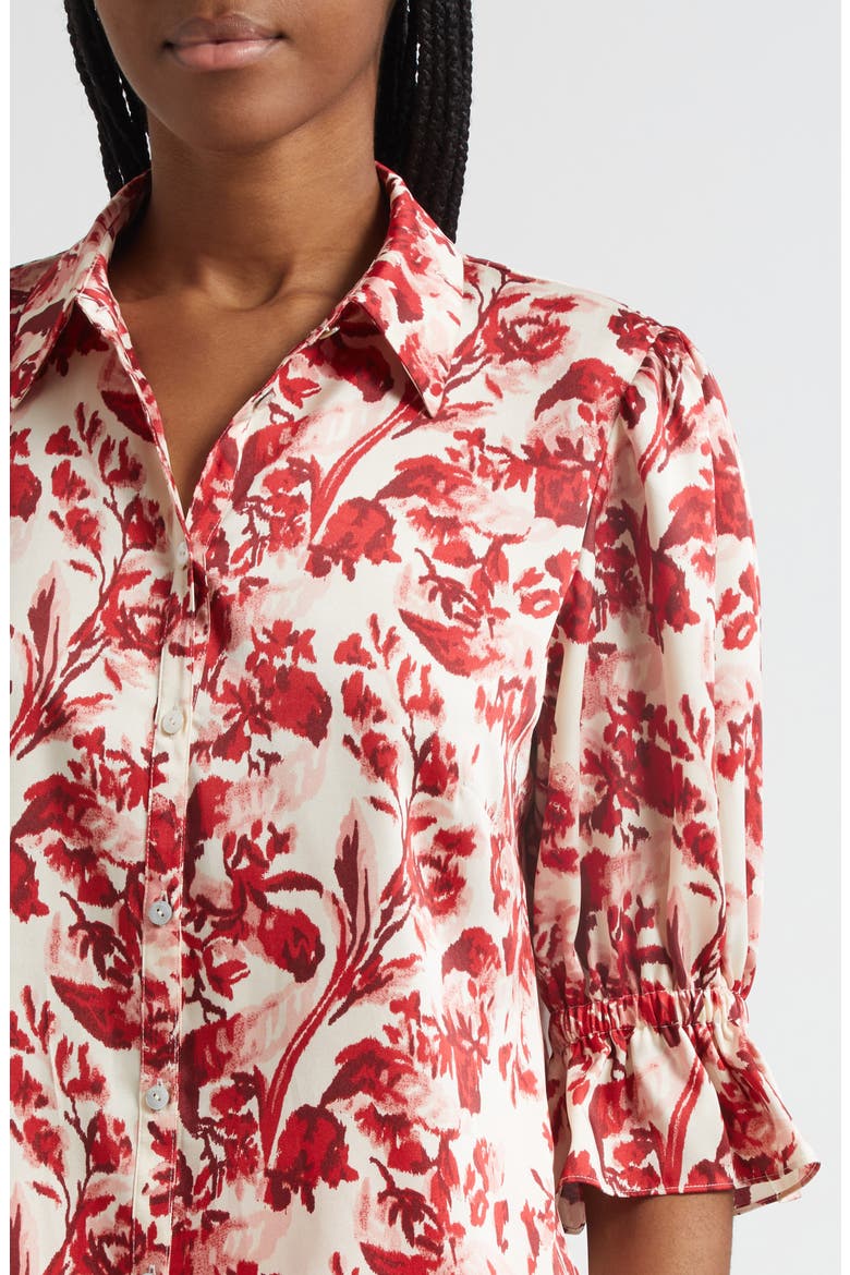 Fiona Floral Ribbons Button-Up Shirt, Alternate, color, CHERRY ROSE MULTI