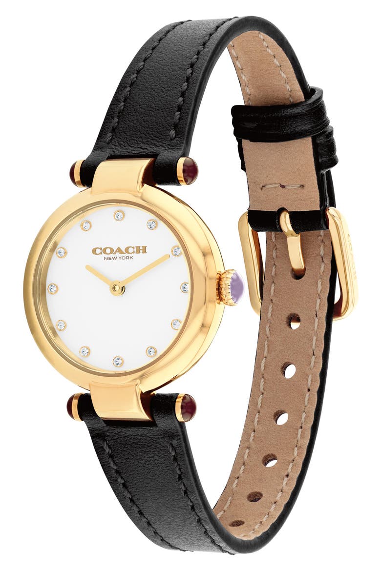 Cary Leather Strap Watch, 26mm, Alternate, color, GOLD