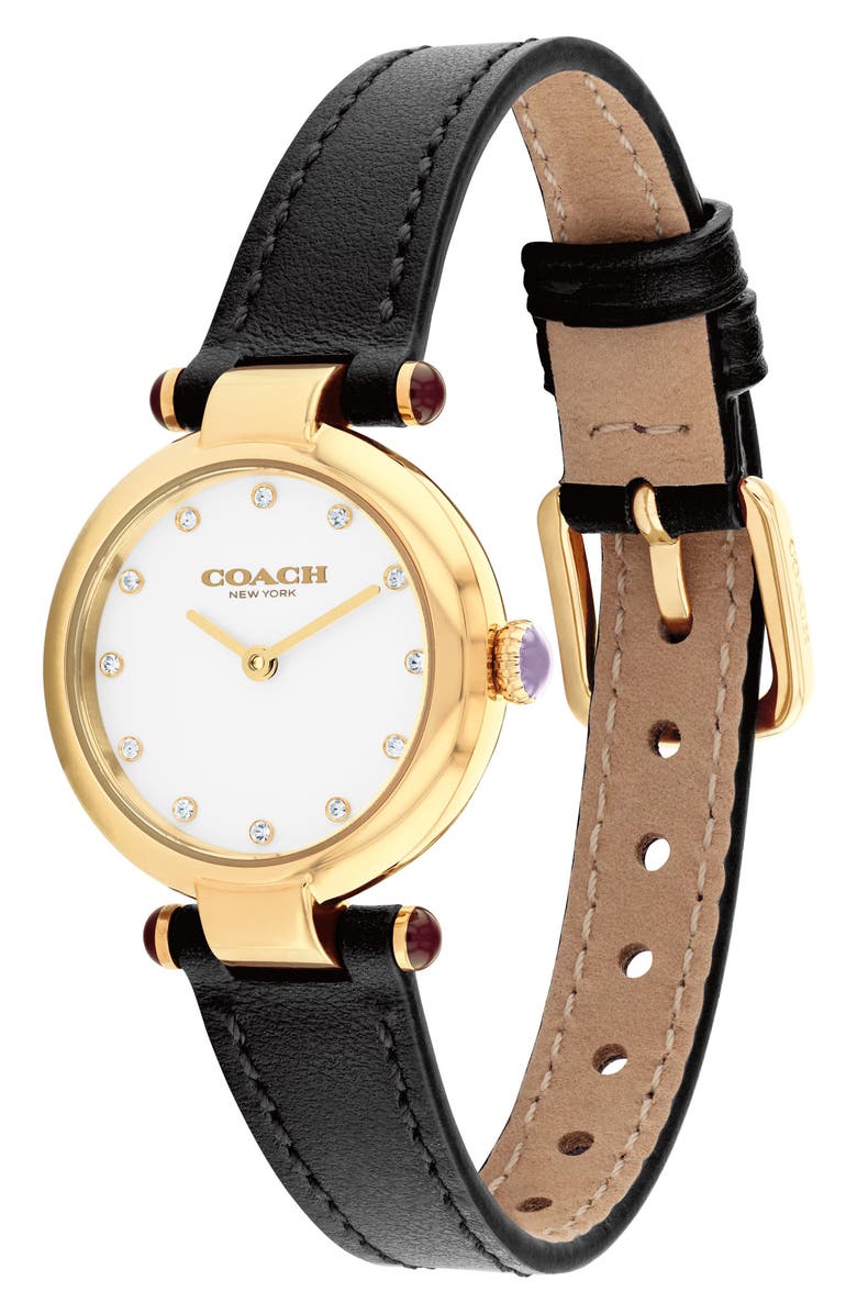COACH Cary Leather Strap Watch, 26mm, Alternate, color, Gold