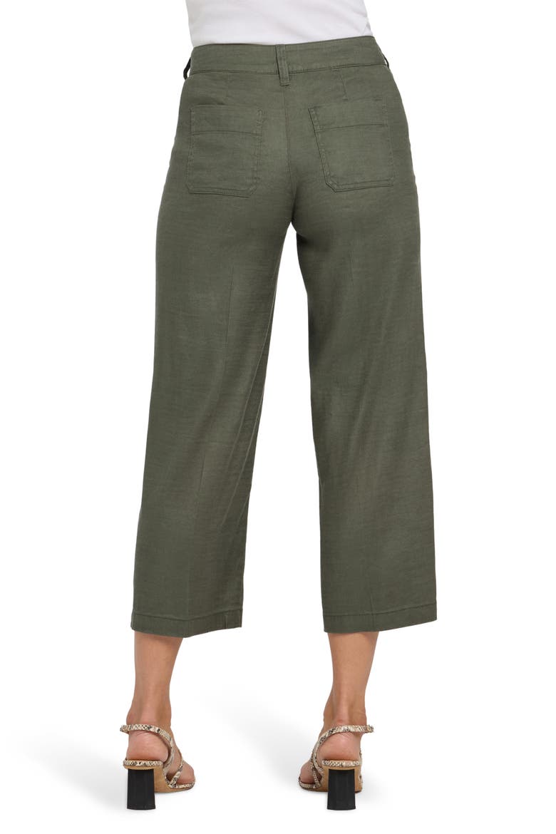 Wide Leg Crop Linen Blend Pants, Alternate, color, DESERT GREEN