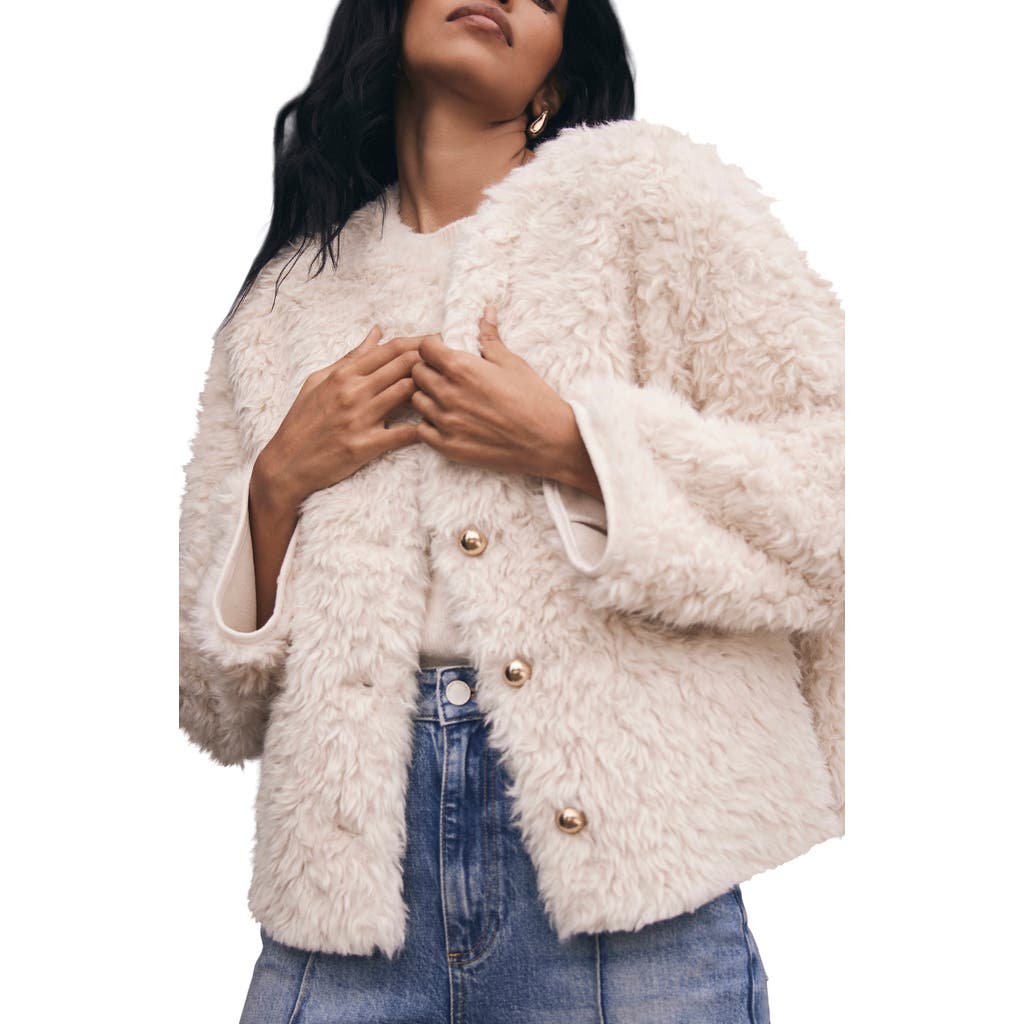 Mint Velvet Faux Fur Jacket In White
