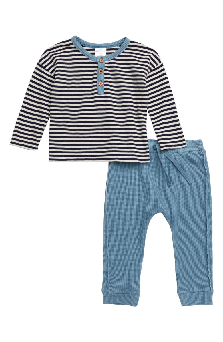 Nordstrom Baby Henley Shirt & Waffle Knit Pants Set, Main, color, 