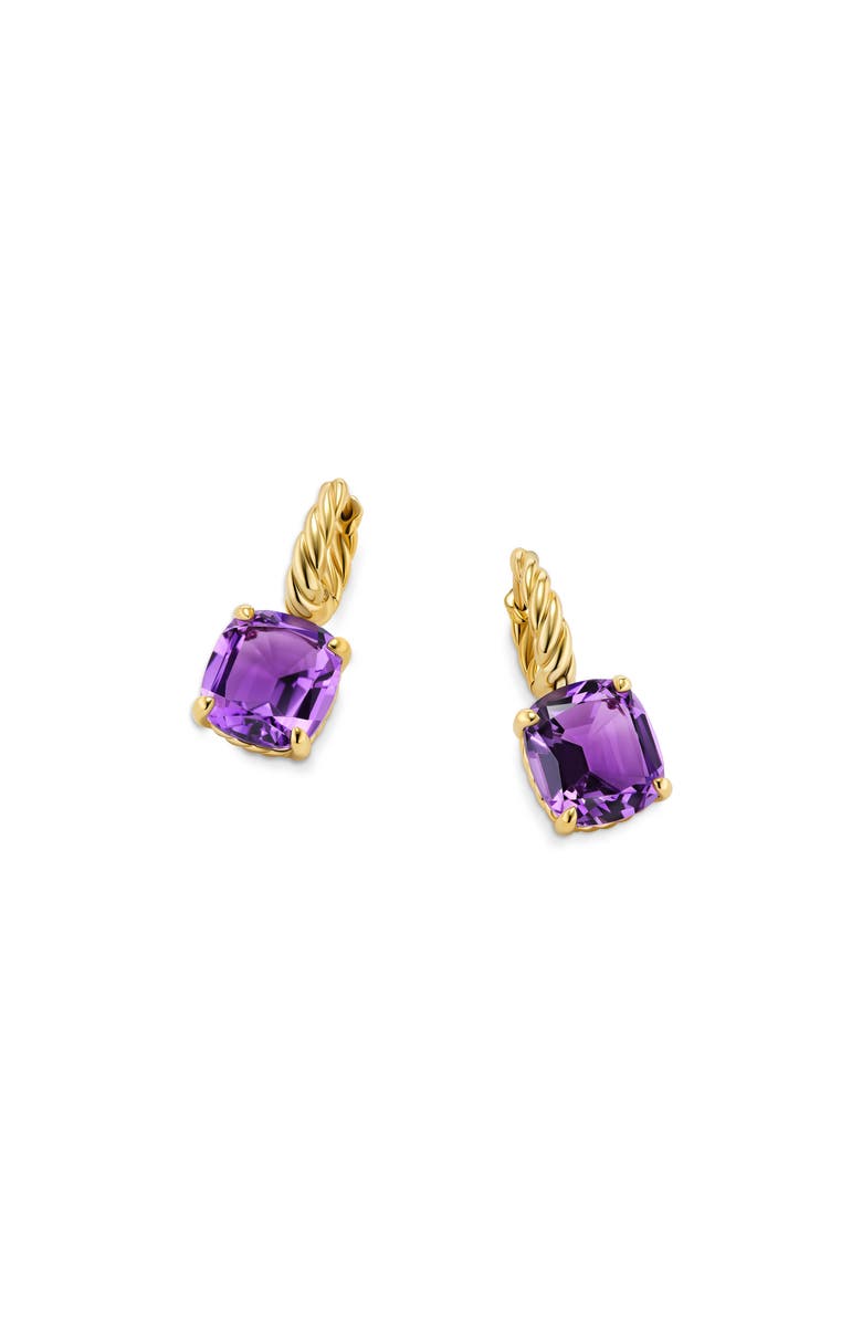 David Yurman Marbella Stone Drop Huggie Hoop Earrings, Alternate, color, 18K Yellow Gold/ Amethyst
