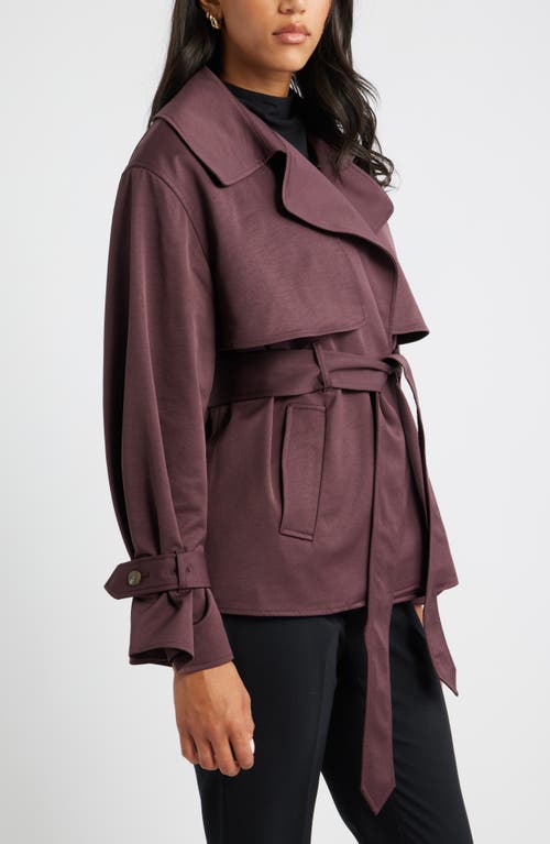 Open Edit Exaggerated Crop Trench Coat In Burgundy
