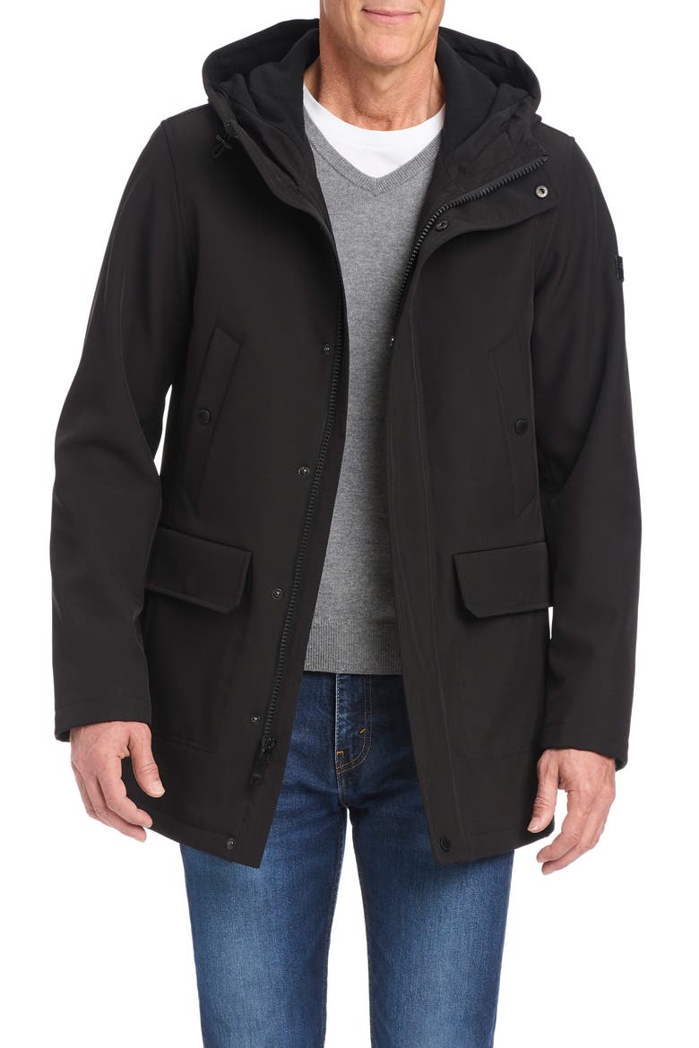 Insulated Hooded Soft Shell Jacket, Alternate, color, BLACK
