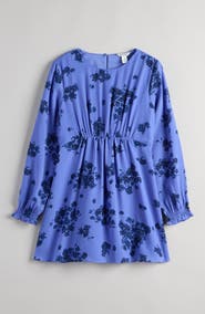 Nordstrom Kids' Floral Empire Waist Long Sleeve Dress
