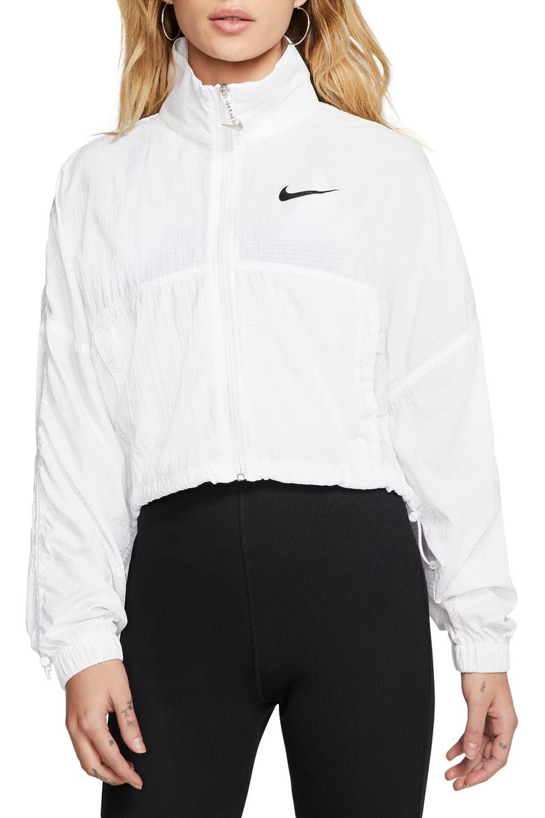 Sportswear Swoosh Crop Jacket, Main, color, WHITE/BLACK