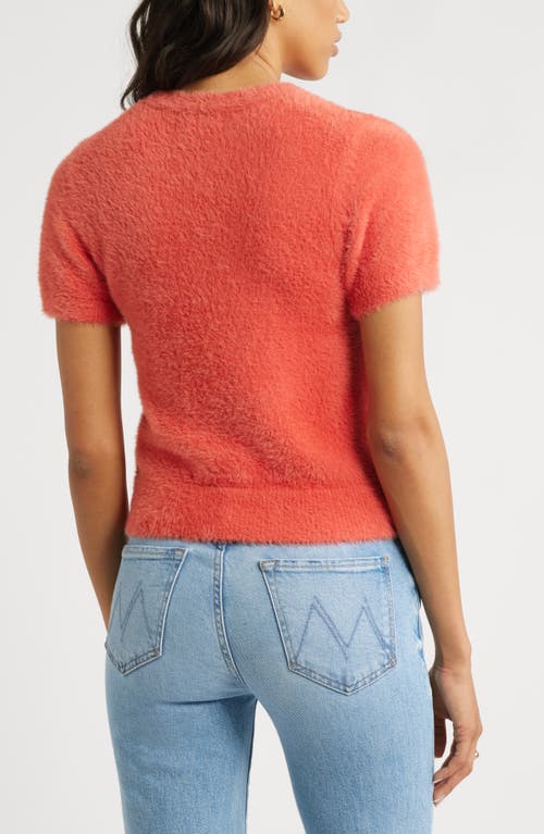 Open Edit Fuzzy Short Sleeve Sweater