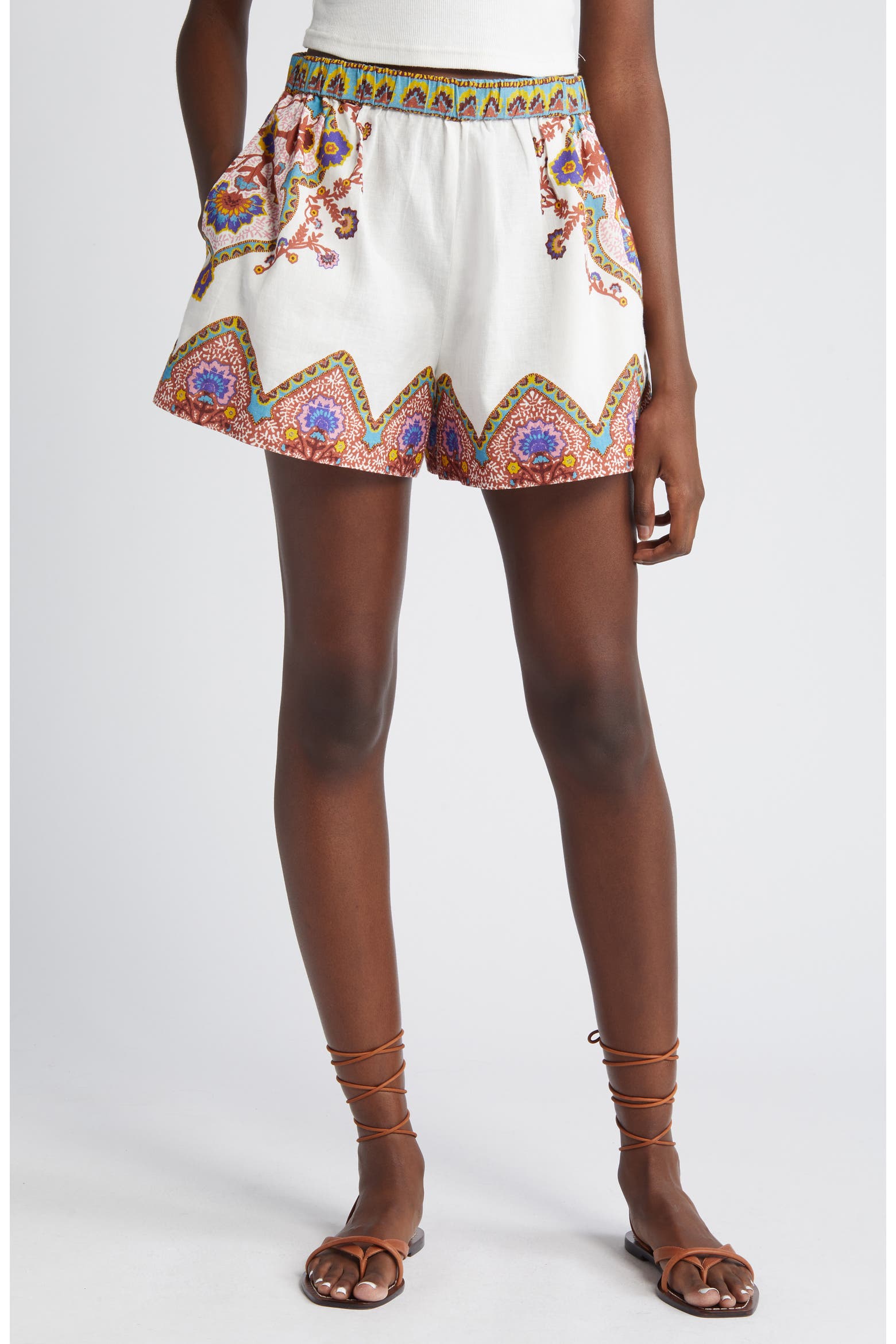 Linen Rack Card Cleobella Malcom Placed Print Cotton & Linen Shorts (Women) | Nordstromrack