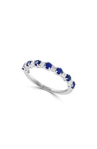 Sapphire & Diamond Sterling Silver Band Ring