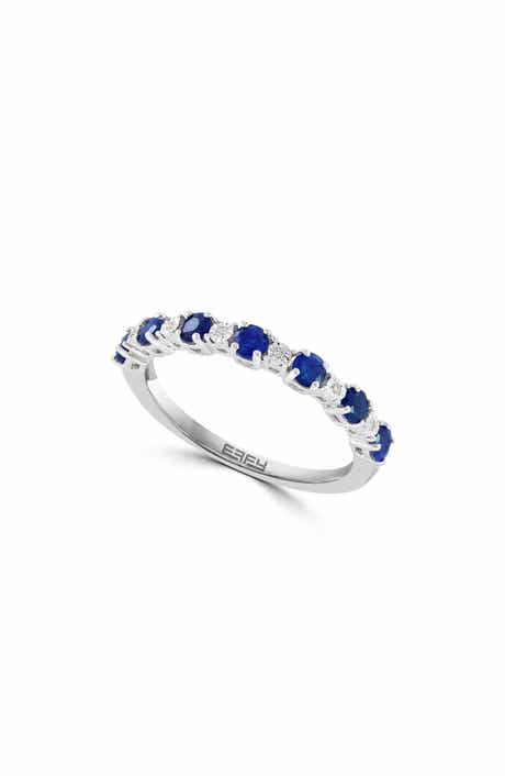 Sapphire & Diamond Sterling Silver Band Ring