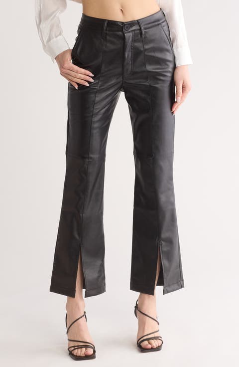 Ellery Front Slit Faux Leather Flare Pants