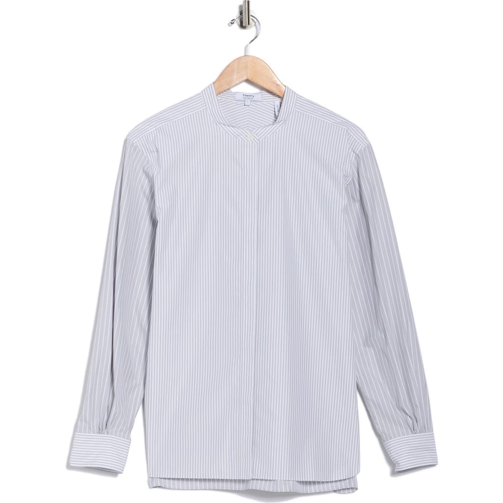 Theory Stripe Long Sleeve Button-up Shirt In Gray