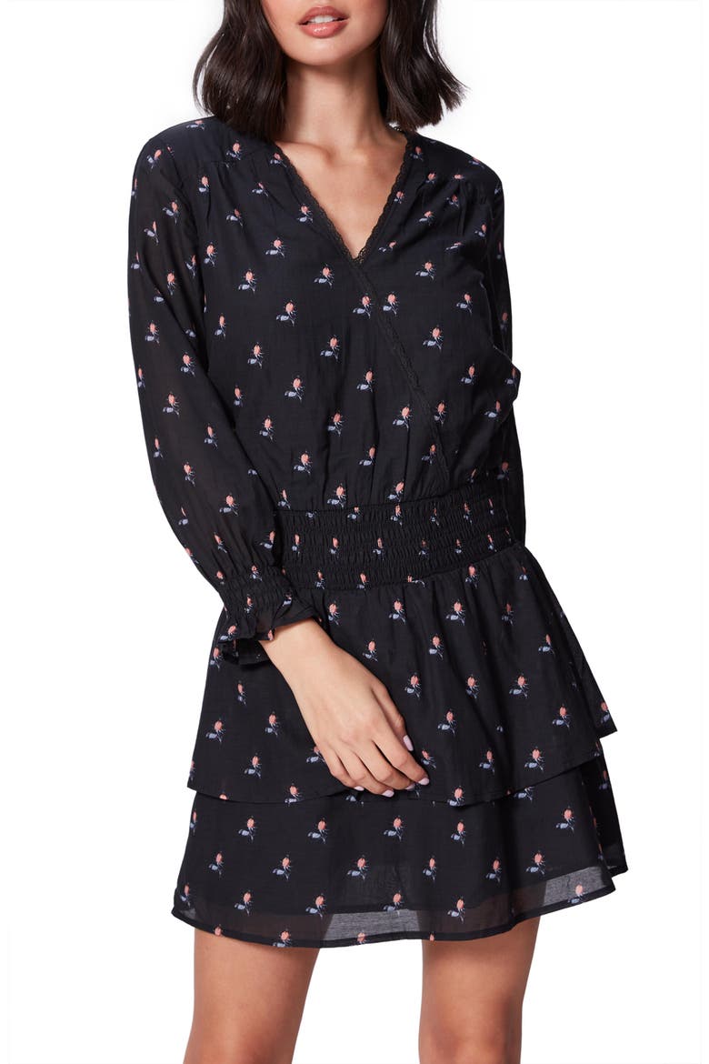 Serrano Long Sleeve Fit & Flare Dress, Alternate, color, BLACK/ BLOOMING DAHLIA
