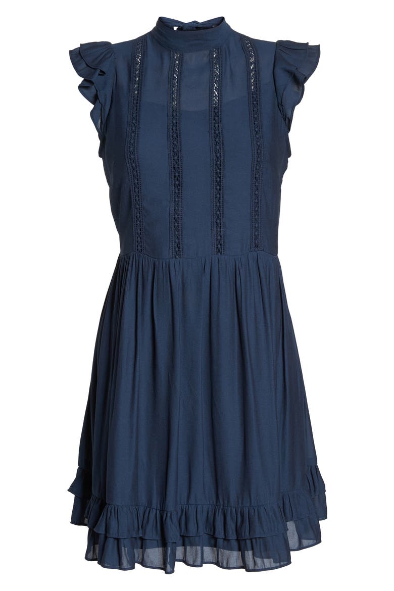 Embroidered Bodice A-Line Dress, Alternate, color, TEAL MOROCCAN