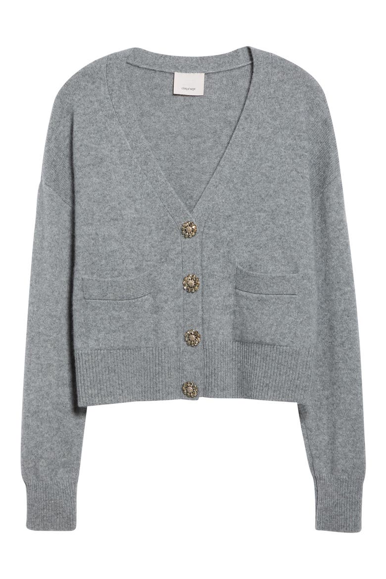 Kavita Rhinestone Cashmere Cardigan, Main, color, HEATHER GREY