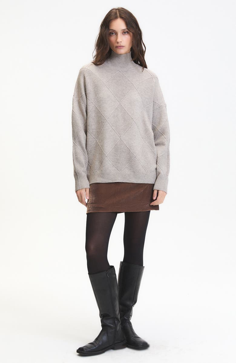 DELUC Asher Textured Mock Neck Sweater, Alternate, color, Light Grey Melange