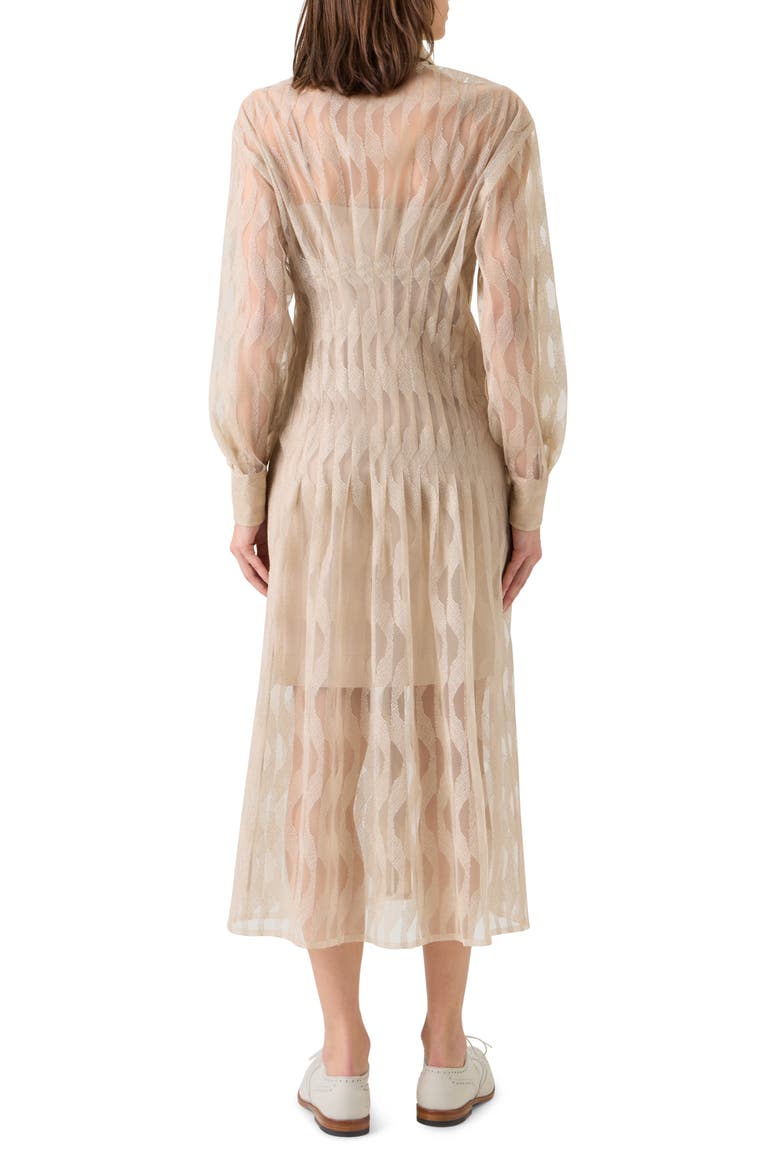 High Plains Long Sleeve Tulle Jacquard Shirtdress, Alternate, color, BEIGE