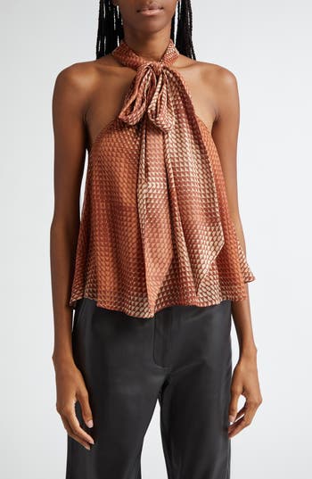 RAMY BROOK RAMY BROOK BOONE TIE NECK SLEEVELESS TOP