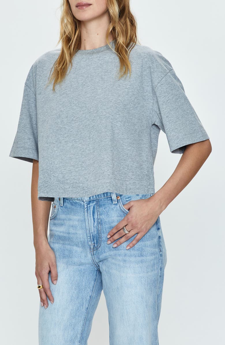 Pistola Mae Back Cutout Crop Cotton T-Shirt, Alternate, color, Heather Grey