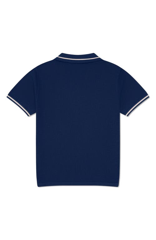 Mavrans Textured Tipped Polo In Blue