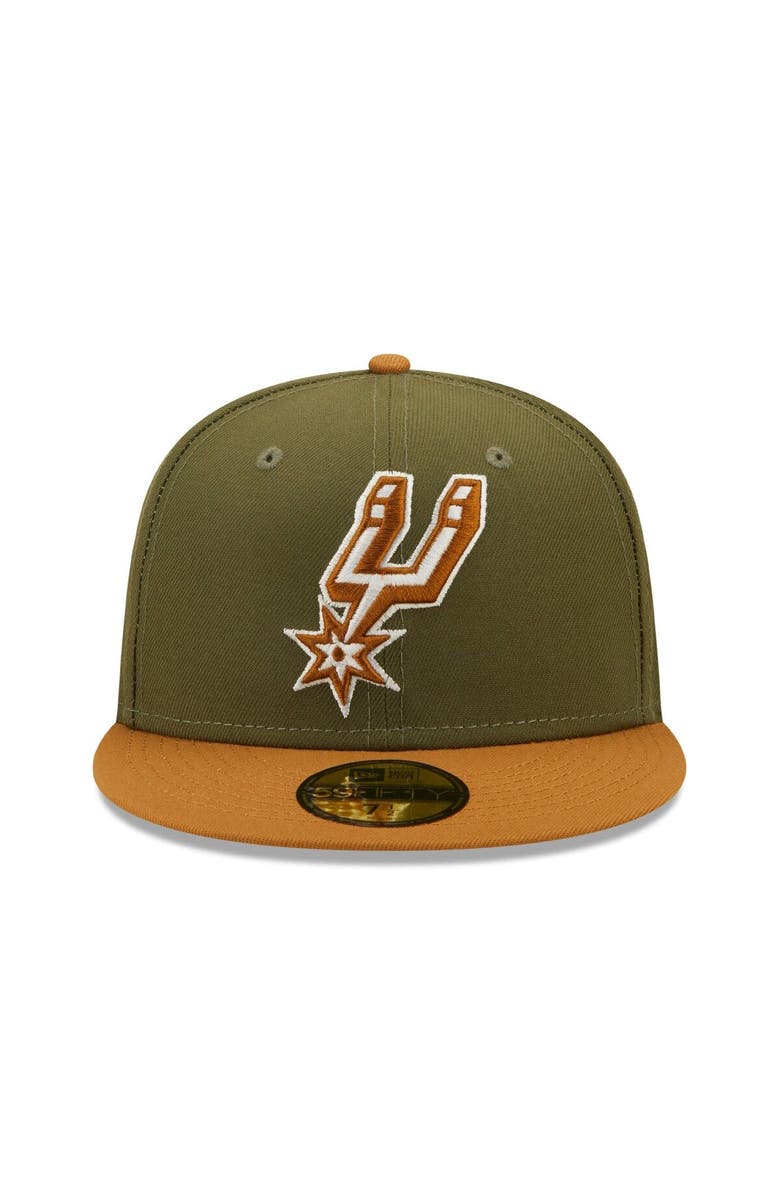 New Era Men's New Era Olive/Orange San Antonio Spurs Two-Tone 59FIFTY Fitted Hat, Alternate, color,