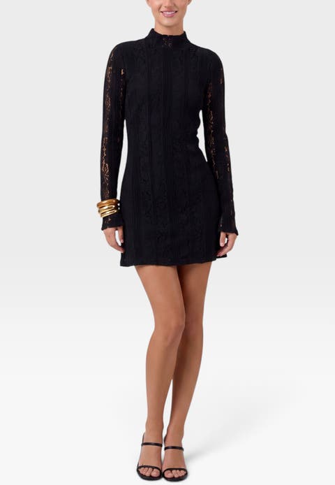 Lucia Mock Neck Lace Mini Dress