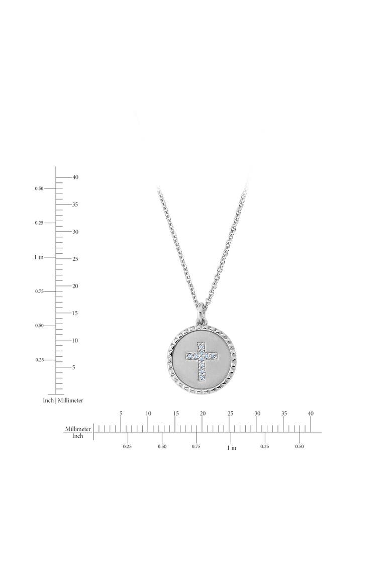 Brilliant Round Cross Medallion Pendant Necklace, Alternate, color, PURE PLATINUM/ CLEAR STONE