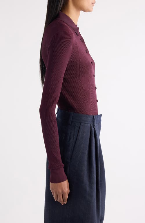 Dries Van Noten Tielt Ribbed Cardigan In Burgundy