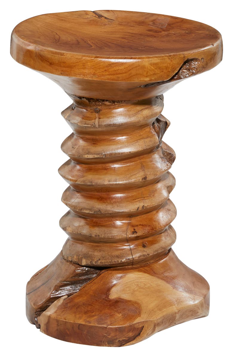 SONOMA SAGE HOME Brown Teakwood Rustic Accent Table with Coiled Base, Alternate, color, 