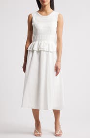 Julia Jordan Mixed Media Stretch Cotton Midi Dress