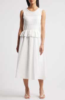 Julia Jordan Mixed Media Stretch Cotton Midi Dress
