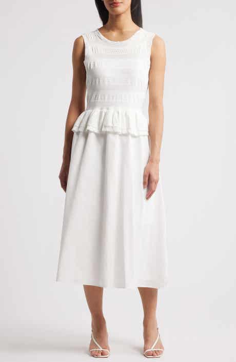 Julia Jordan Mixed Media Stretch Cotton Midi Dress