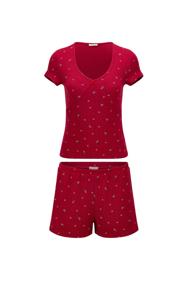 Eloise Short Pajama Set, Alternate, color, Floral red