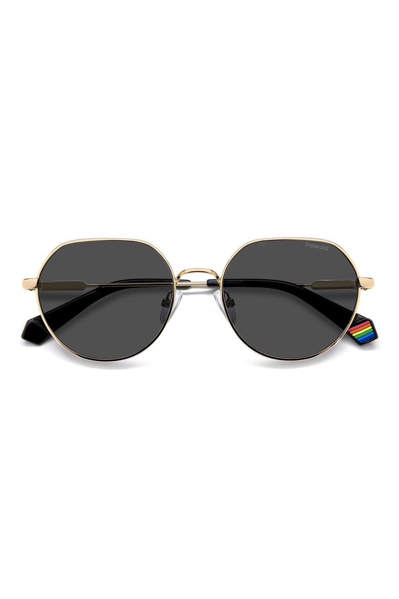 54mm Polarized Rectangular Sunglasses, Main, color, GOLD BLACK/ GREY POLAR
