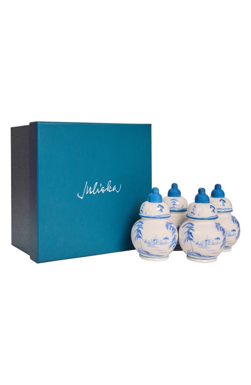 Juliska Country Estate Winter Frolic Set Of 4 Place Card Holders In Delft Blue