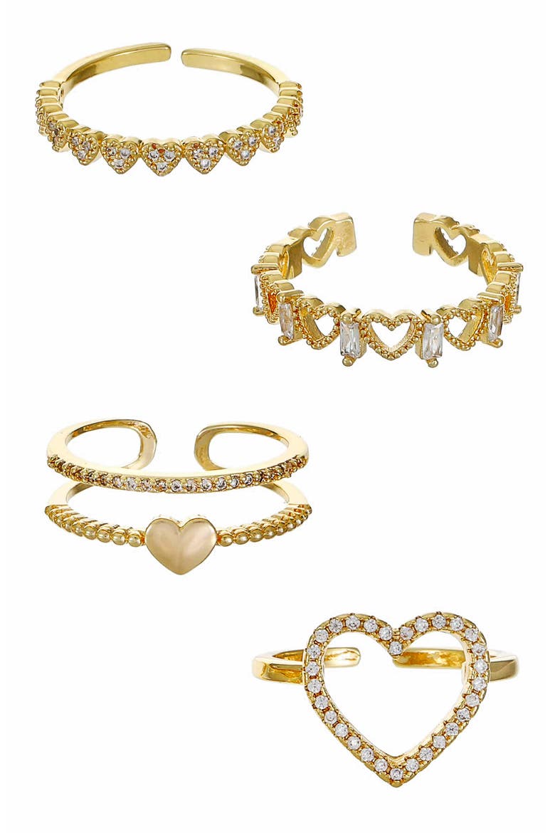Set of 4 Heart Rings, Main, color, GOLD