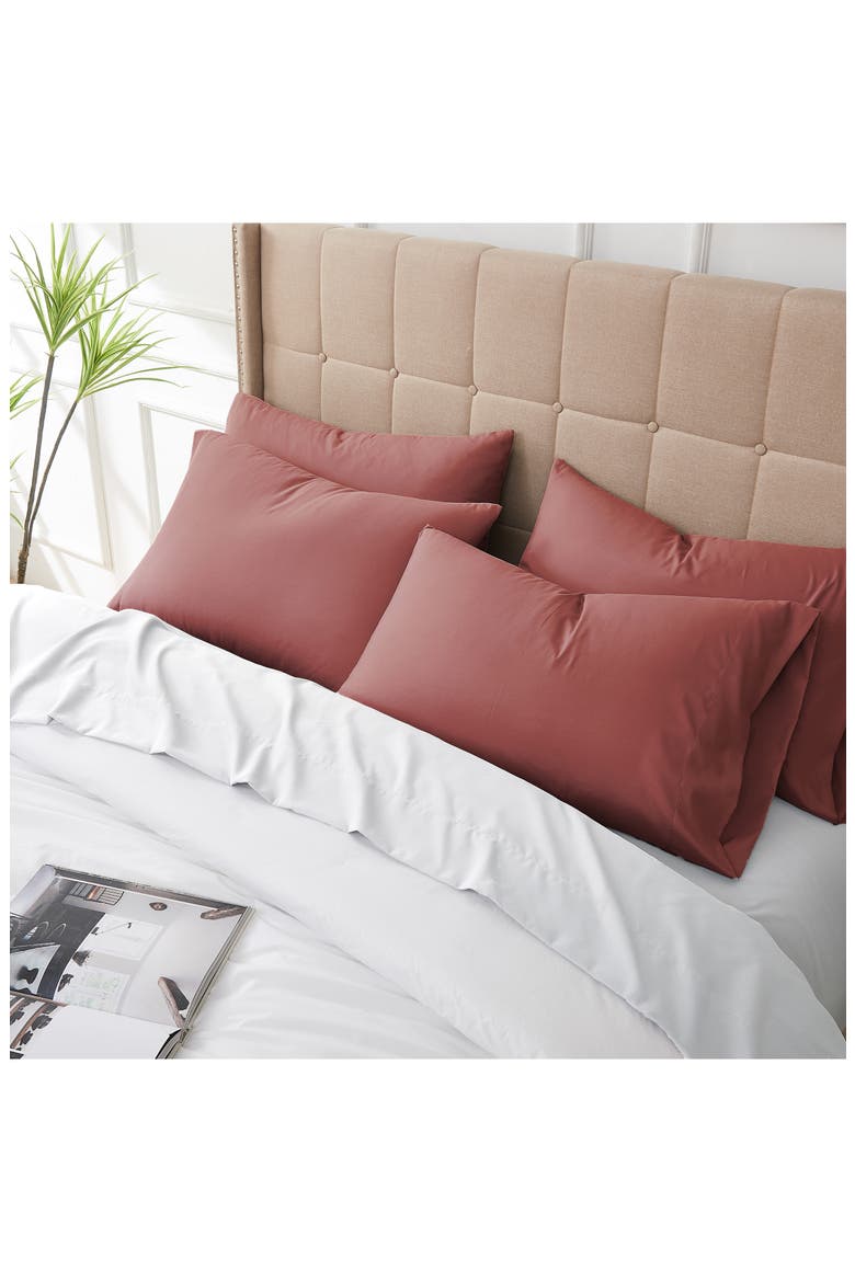 4 Piece Pillow Case Set, Alternate, color, MARSALA
