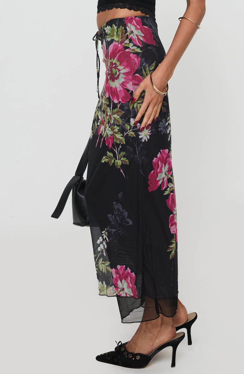 Princess Polly Paganio Floral Print Maxi Skirt, Alternate, color, Black Floral