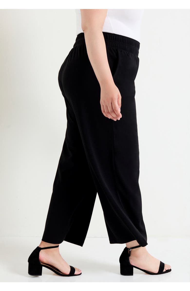 June + Vie Cropped Wide-Leg Knit Pants, Alternate, color, Black Onyx