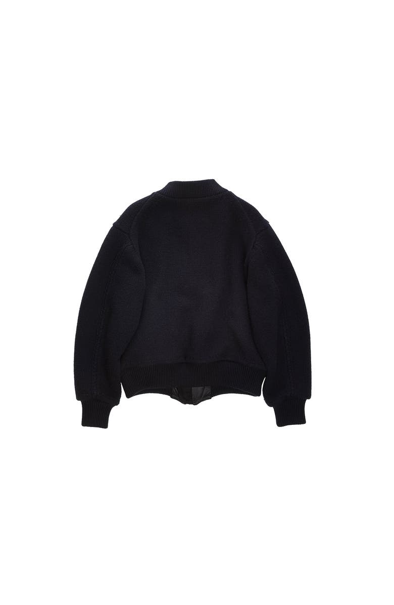 vowels Hand Knitted Bomber Jacket, Alternate, color, Navy