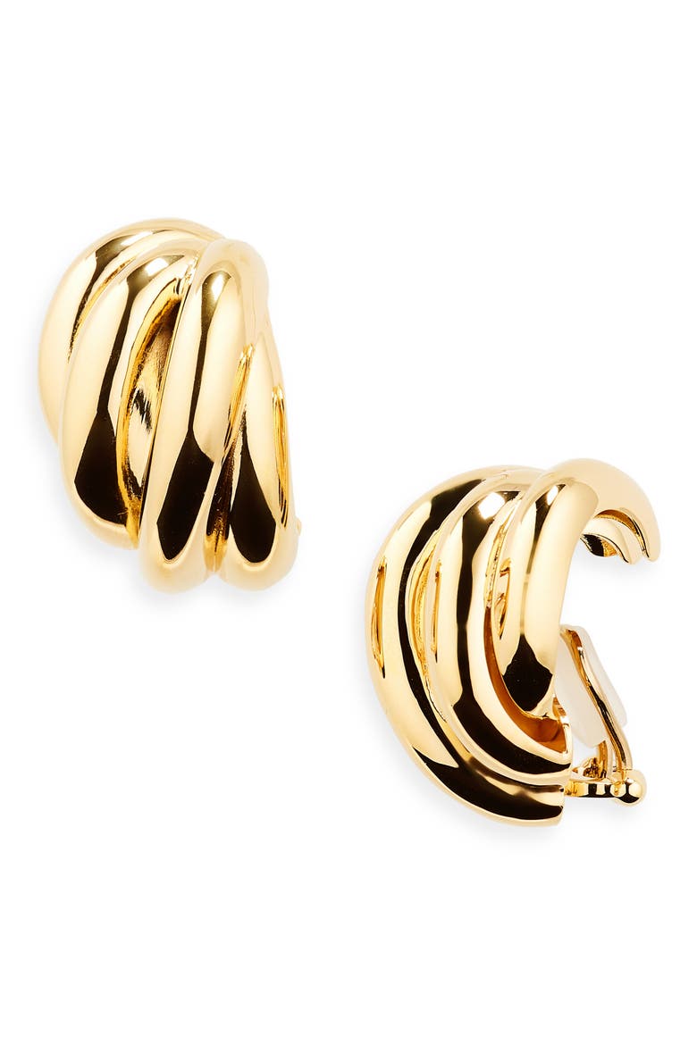 Saturne Clip-On Earrings, Main, color, SHINY GOLD