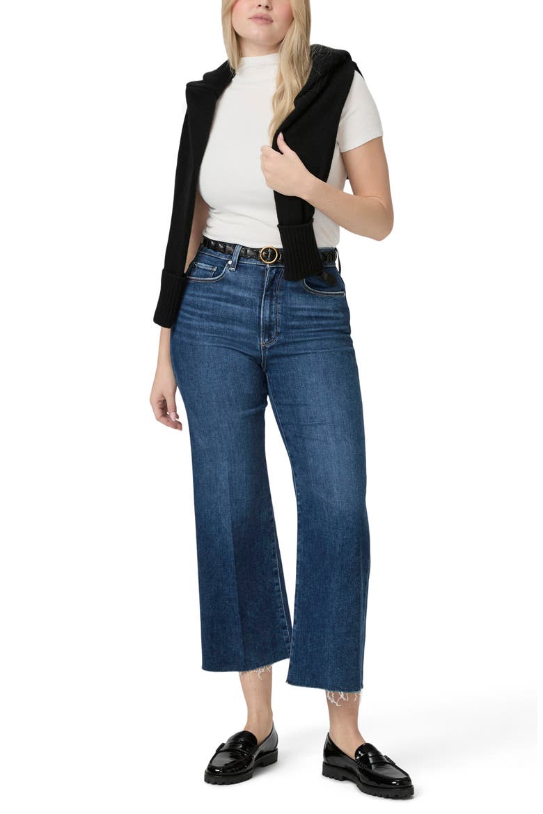 Flaunt Spotlight Curvy Raw Hem High Waist Crop Wide Leg Jeans, Alternate, color, VIGNETTE