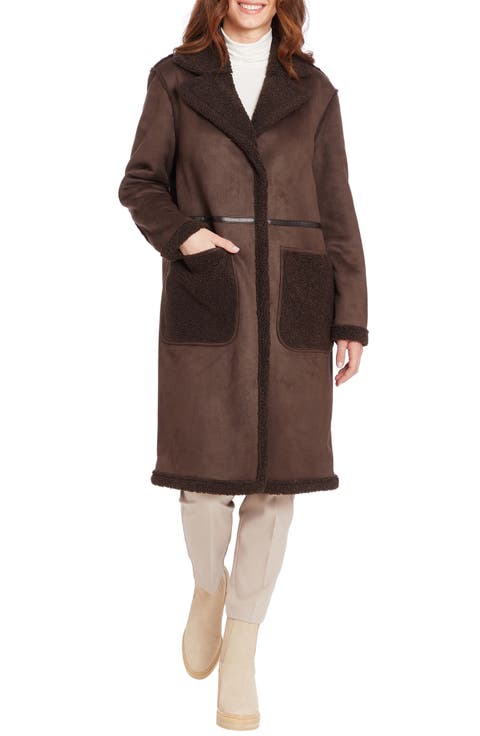 Water Resistant Faux Shearling & Faux Leather Coat