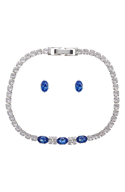 Danecraft Cubic Zirconia Tennis Bracelet & Stud Earrings Set In Silver