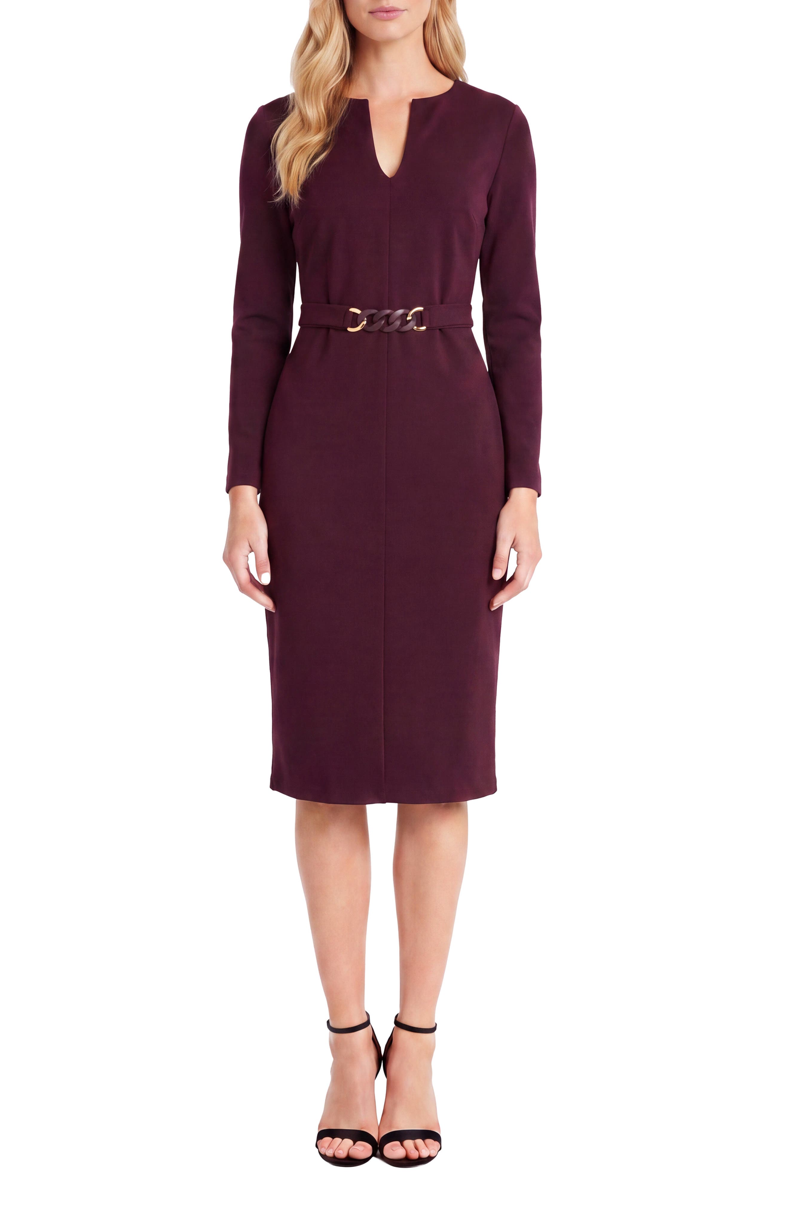 Belted Long Sleeve Dress