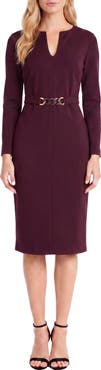 Maggy London Belted Long Sleeve Dress